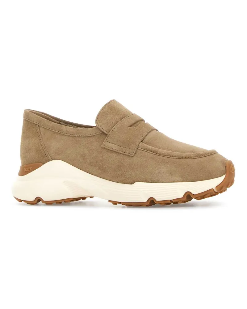 TOD'S Women's Dove Grey Suede Loafers S812 1calfskinspl Mocassini Beige