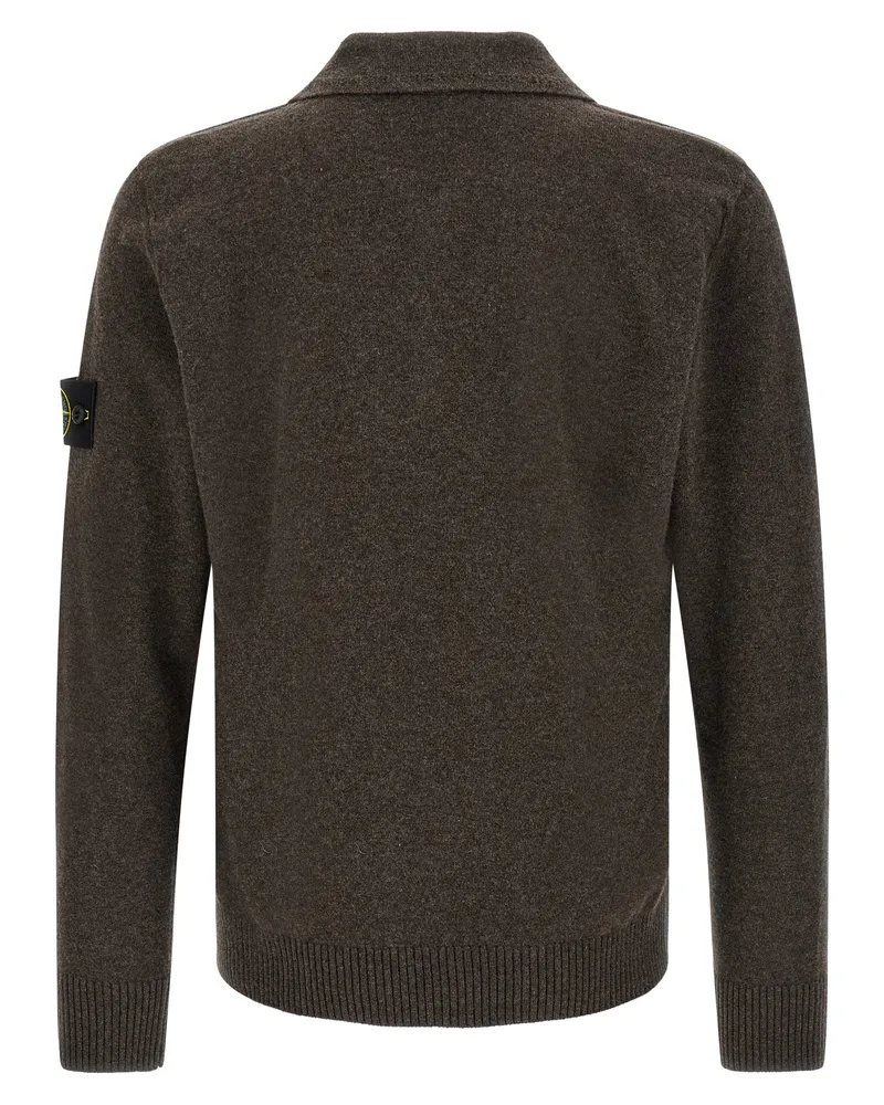 Stone Island Virgin Wool Polo Shirt — Brown Brown