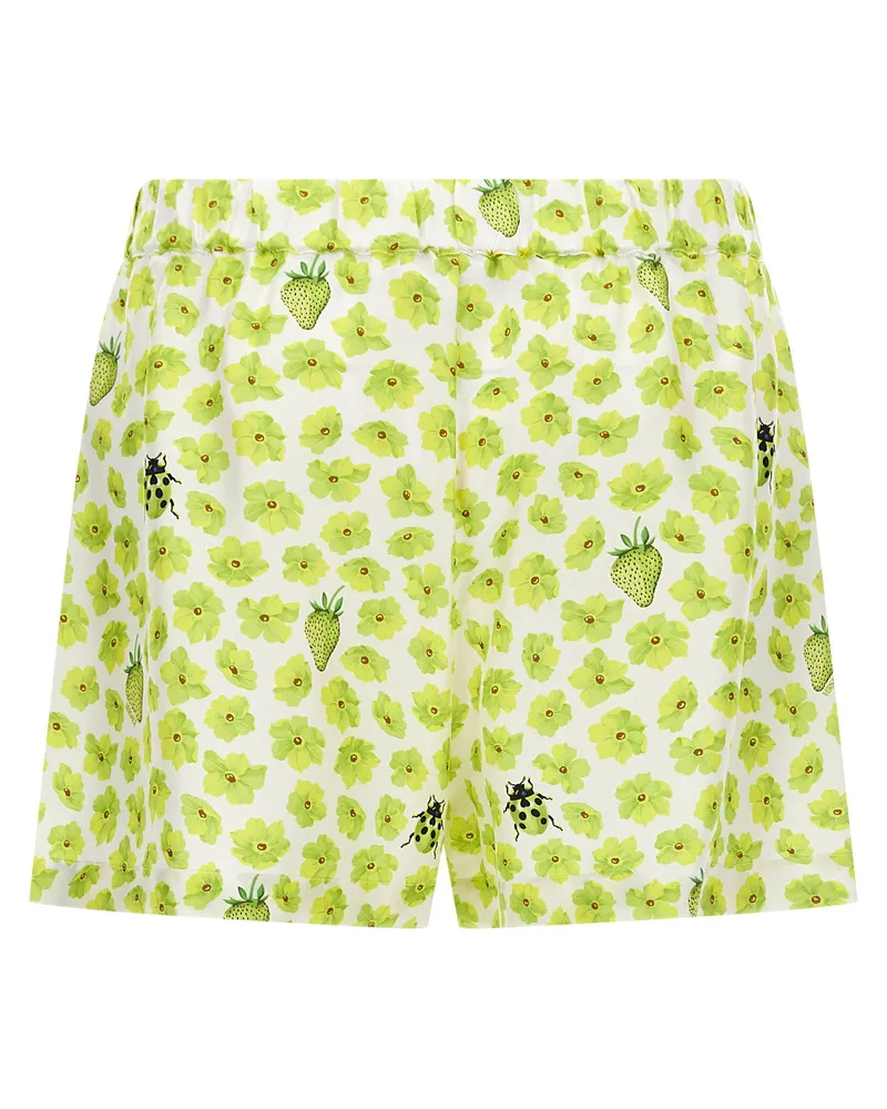 Versace Strawberry Garden Silk Twill Shorts — Green Green