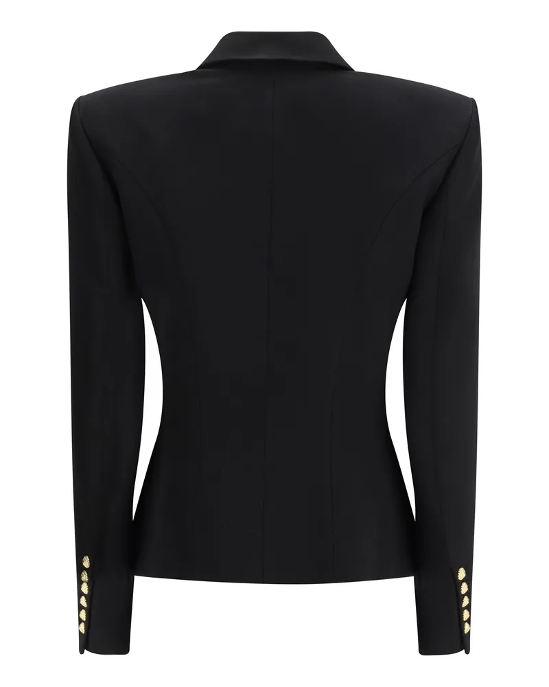 Balmain Women's Jacket Grain De Poudre Black Wool Black