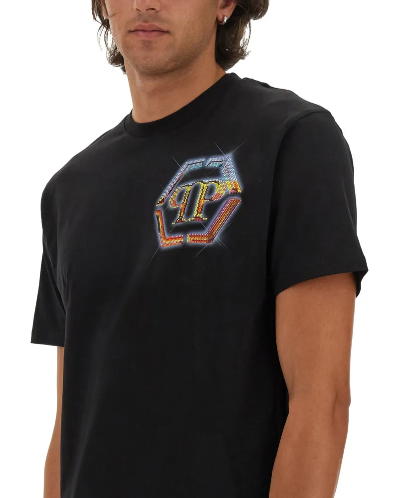 Philipp Plein Logo-Embroidered T-Shirt — Black Black