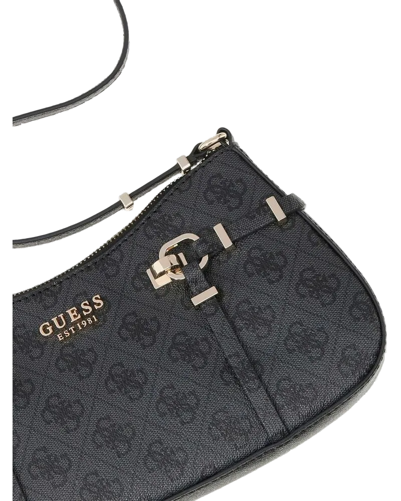 Guess Women's Shoulder Bag Coal Logo Polyurethane - Shoulder-Bags Black