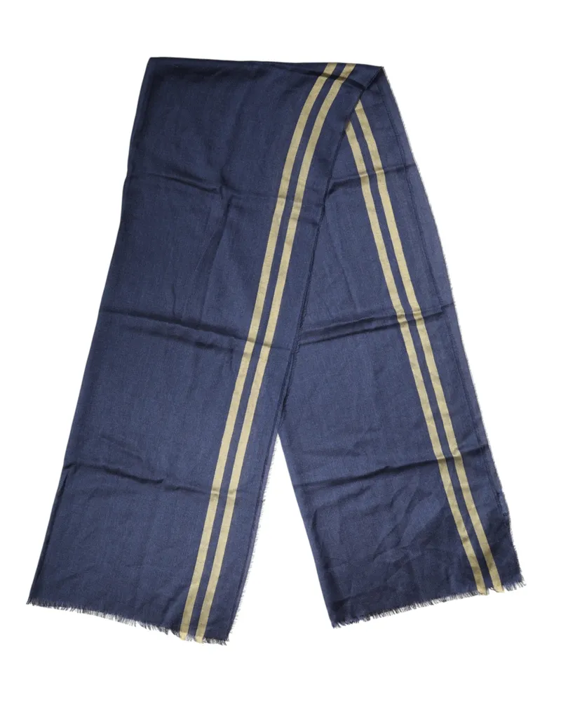 Dolce & Gabbana Women's Blue Cashmere Neck Wrap Shawl Fringes Scarf Co+se+ws Navy