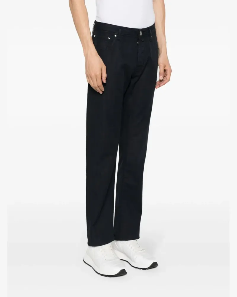 Jacob Cohën Women's Scarf-Detail Straight Trousers Ss24 M Navy