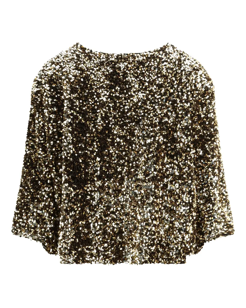 Ella Women's Sequined Blouse Oro Polyester Shirt Gold