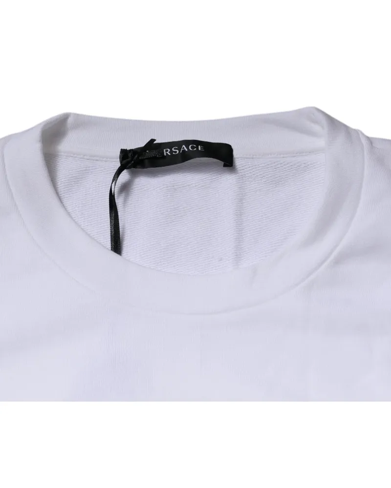 Versace Men's Medusa Embroidery Sweatshirt White Cotton Sweatshirts White