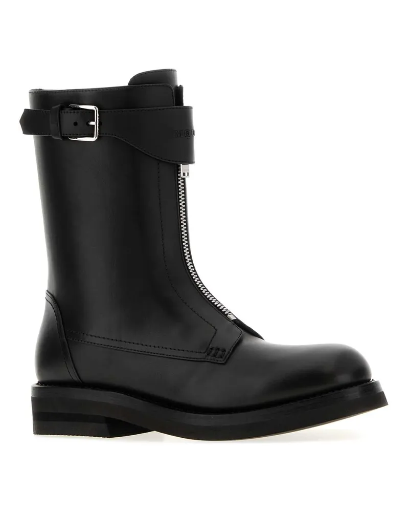 Alexander McQueen Men's Black Leather Boots Stivali Black