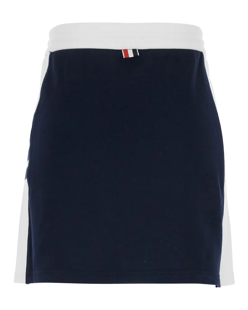 Thom Browne Women's Dress Classic 4 Bar Blue Cotton Skirt Navy