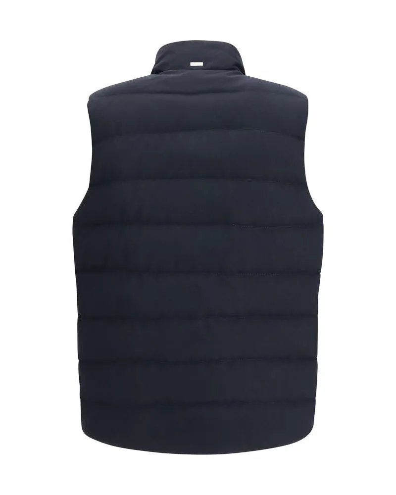 Herno Quilted Wool-Blend Vest — Navy Navy