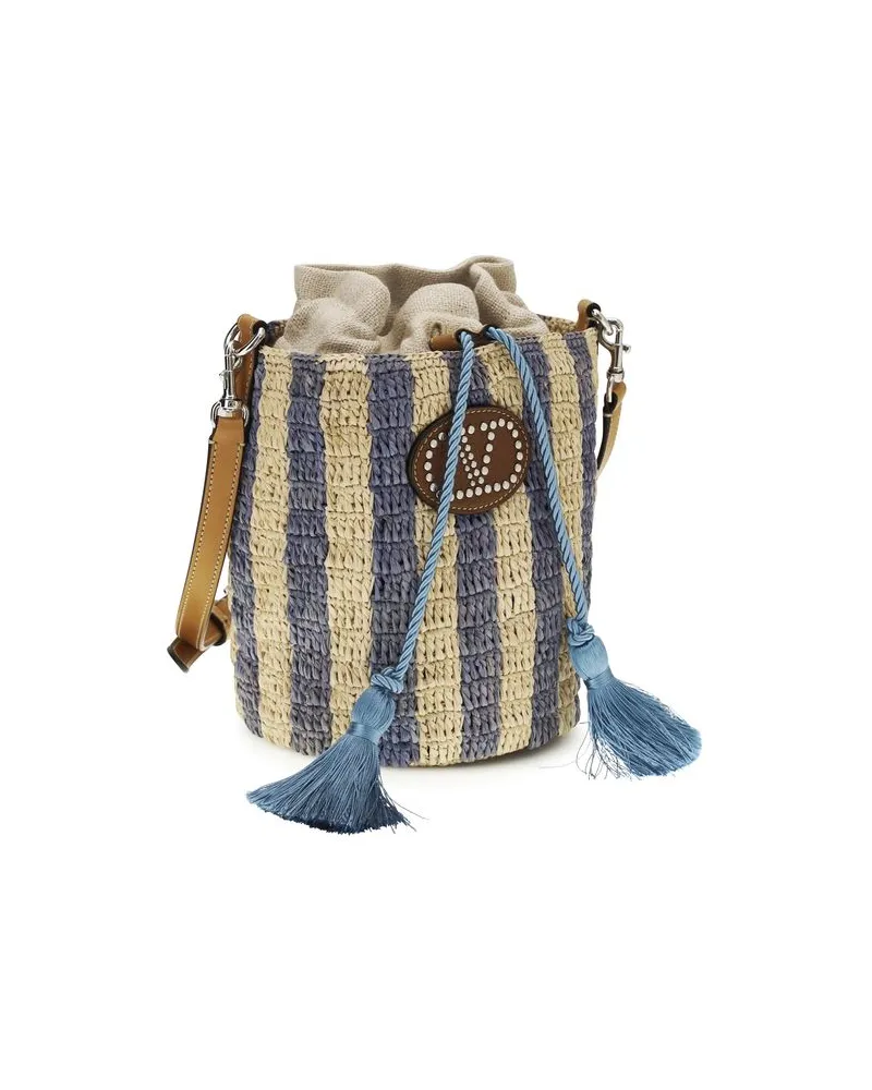 Valentino Garavani Women's Blue Raffia Backet Bag Blue