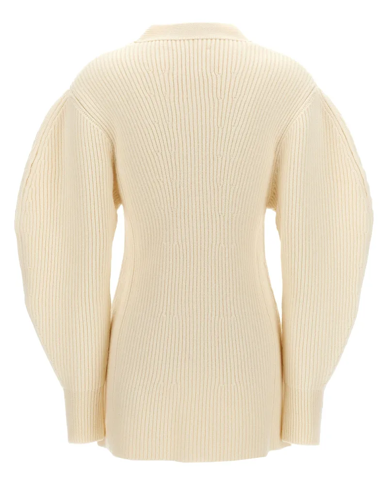 Jil Sander Ribbed Wool Cardigan — Cream Cream
