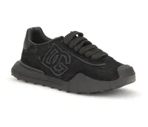 Women's Leather And Lace Sneakers Nero-Nero Nero/nero