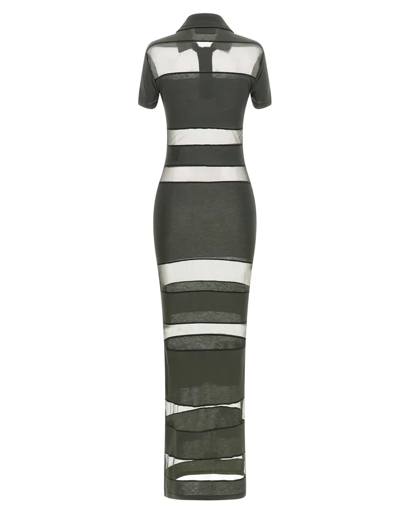 COPERNI Women's Bicolor Cotton Long Dress Green