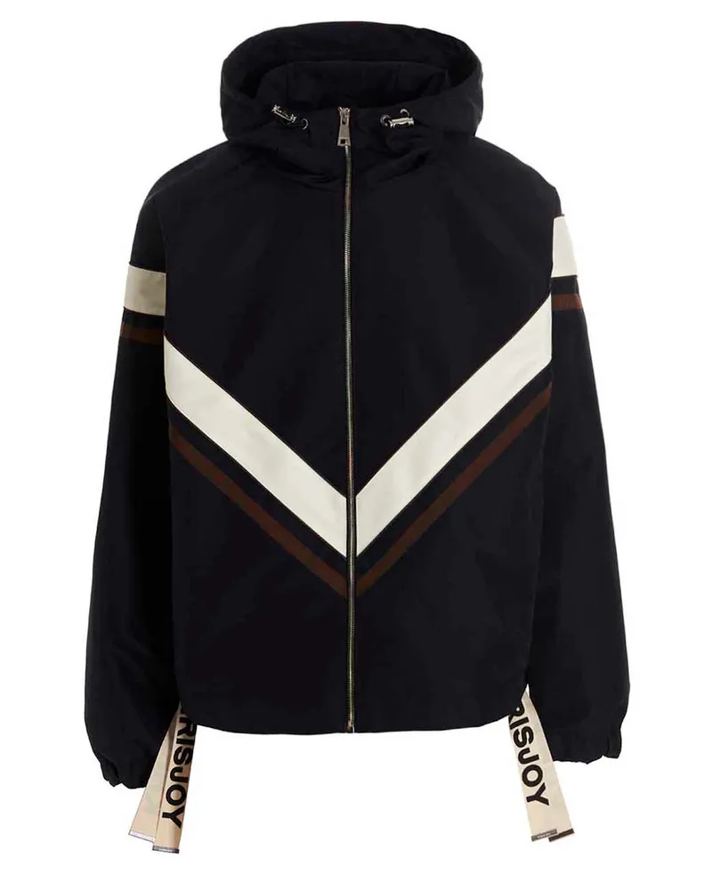 KHRISJOY Hooded Nylon Windbreaker Windbreaker Jacket — Black Black