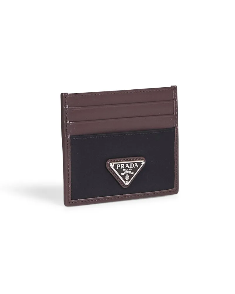 Prada Men's Black And Coffee Re-Nylon Leather Card Holder Black-Coffee Recycled Polyamide Wallets & Cardholders Black/coffee Black