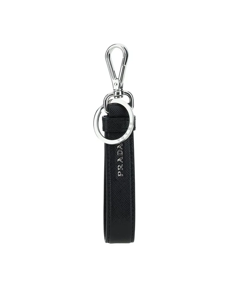 Prada Men's Black Stainless Steel Keychain Accessory Black