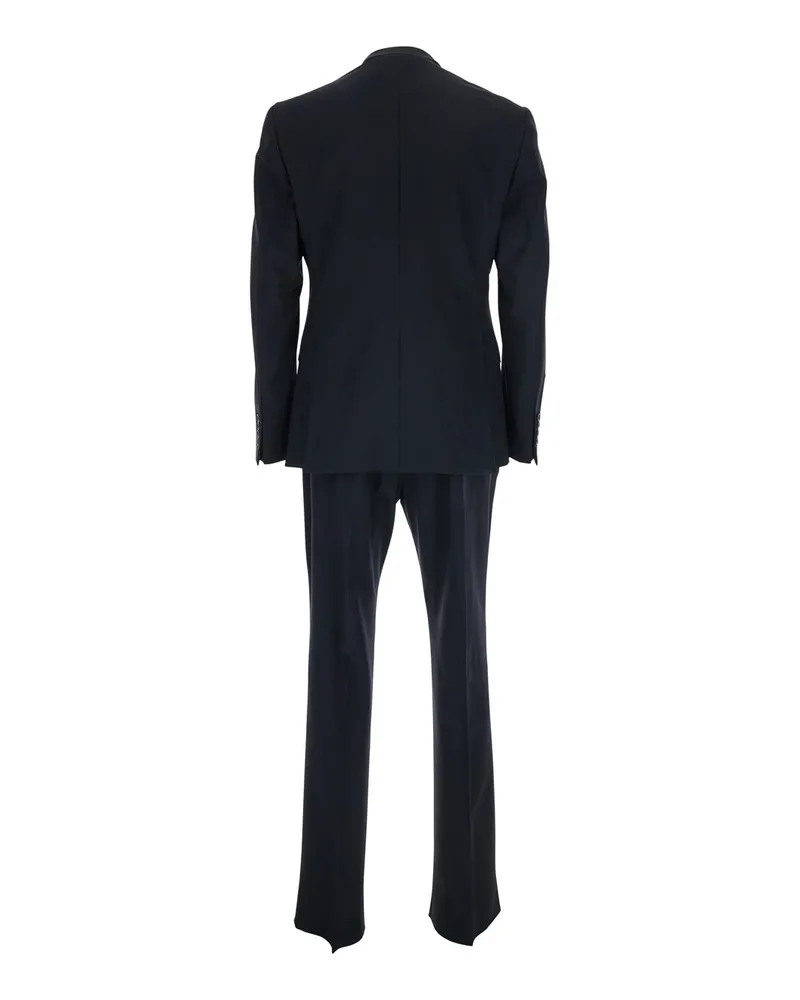 Emporio Armani Men's Suit Single-Breasted Slim Blue Virgin Wool Suits Blue