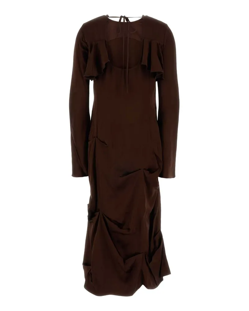Ganni Women's Chocolate Satin Dress Chicorycoffee Exterior: Viscose Abiti Brown