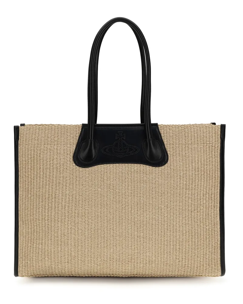 Vivienne Westwood Women's Tote Bag Troy Natural Raffia Shoulder Beige
