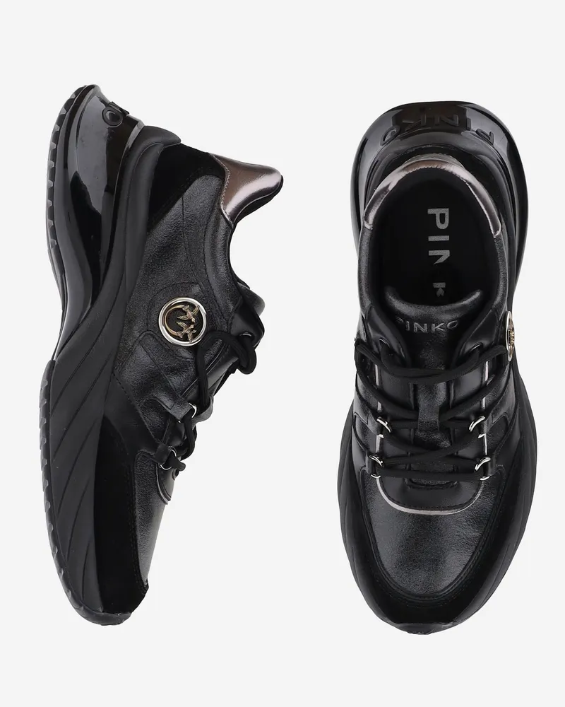 Pinko Women's Leather Sneakers Black Upper: Bovine Trainers Black