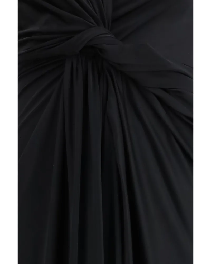 Balenciaga Draped Midi Dress — Black Black