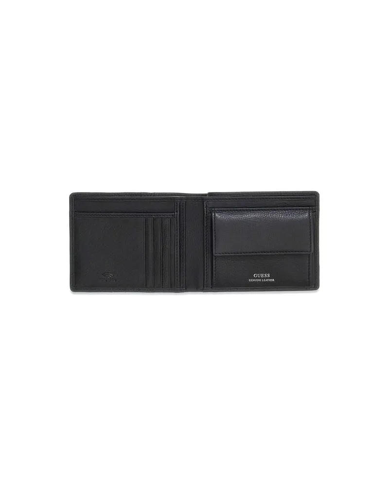 Guess Men's Wallet Black Cow Leather Bags Black