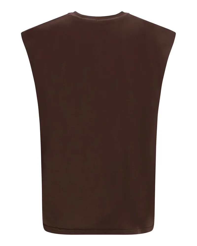 GCDS Logo-Print Cotton Tank Top — Brown Brown