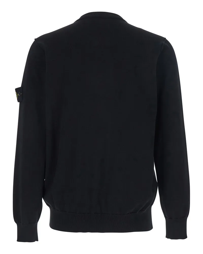Stone Island Men's T-Shirt Long-Sleeve Black Cotton Top Black