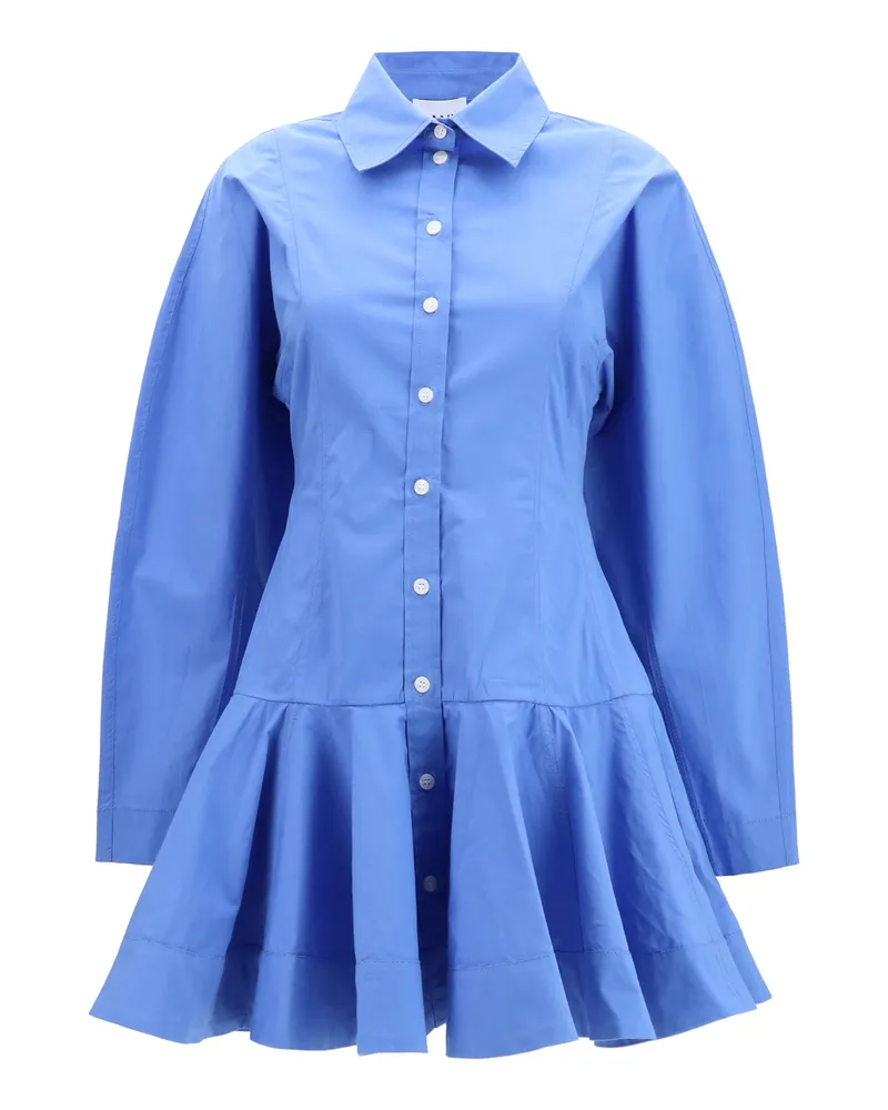 Ganni Women's Cotton Shirt Dress With Balloon Skirt Marina Blue