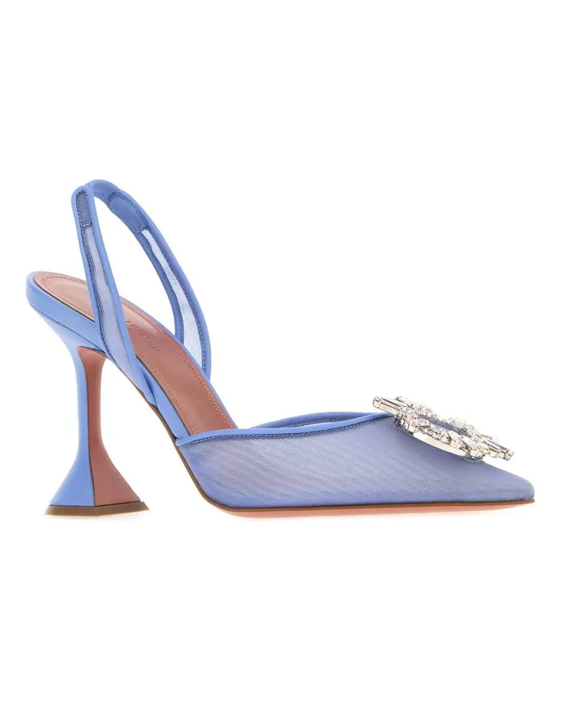 Amina Muaddi Women's Cerulean Blue Mesh Begum Pumps Babyblue Scarpe Con Tacco High Heel Shoes Blue