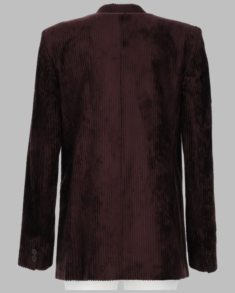 ALYSI Corduroy Single-Breasted Jacket — Burgundy Burgundy
