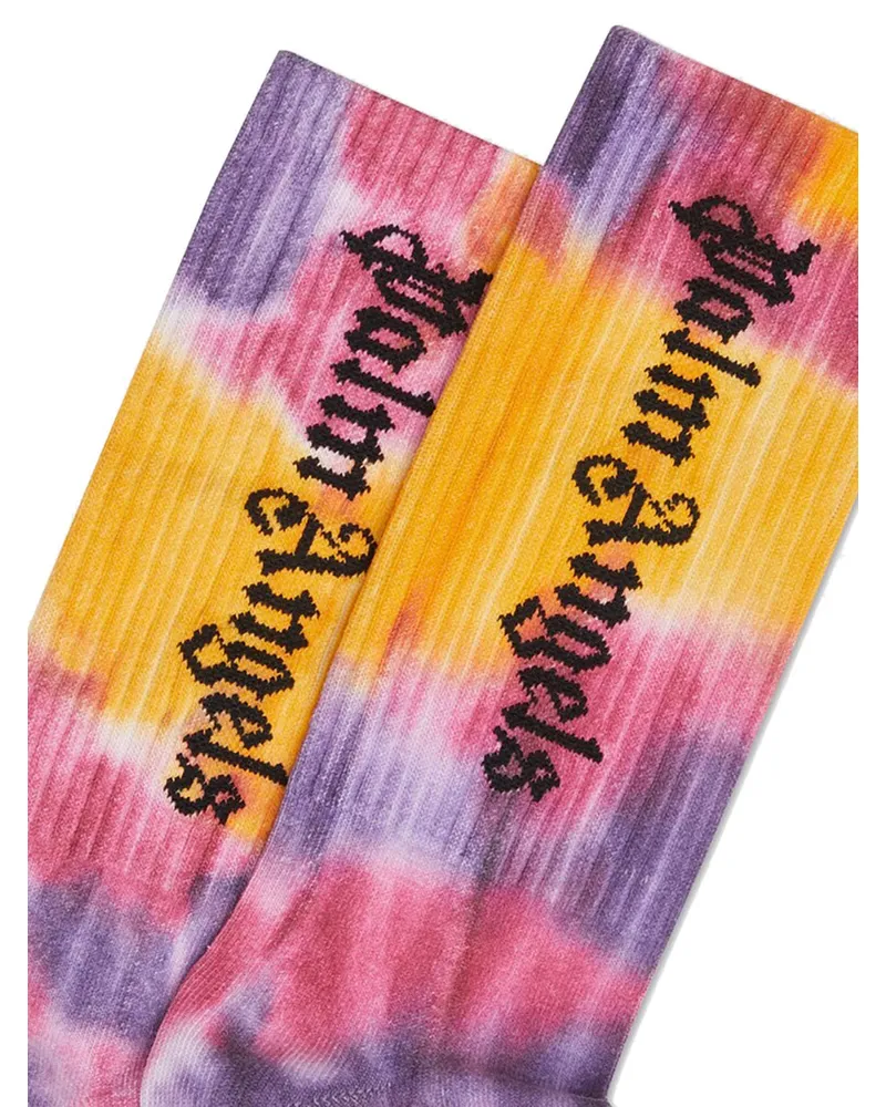 Palm Angels Logo-Print Cotton Socks — Pink Pink
