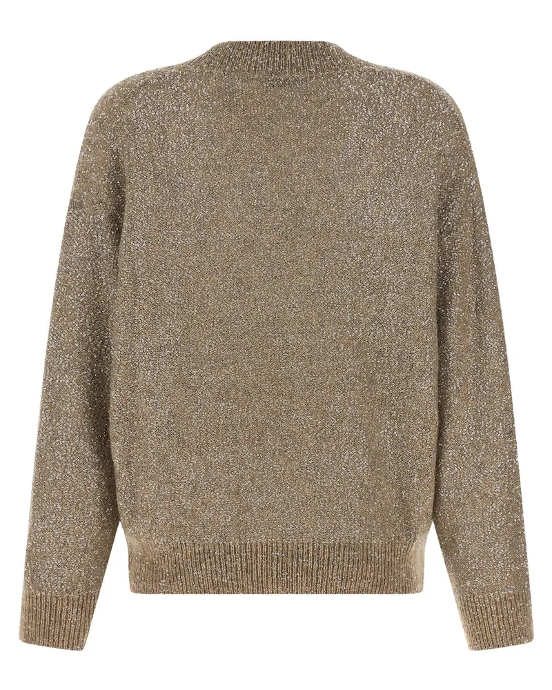 Brunello Cucinelli Sequin-Embellished Virgin Wool Sweater — Beige Beige