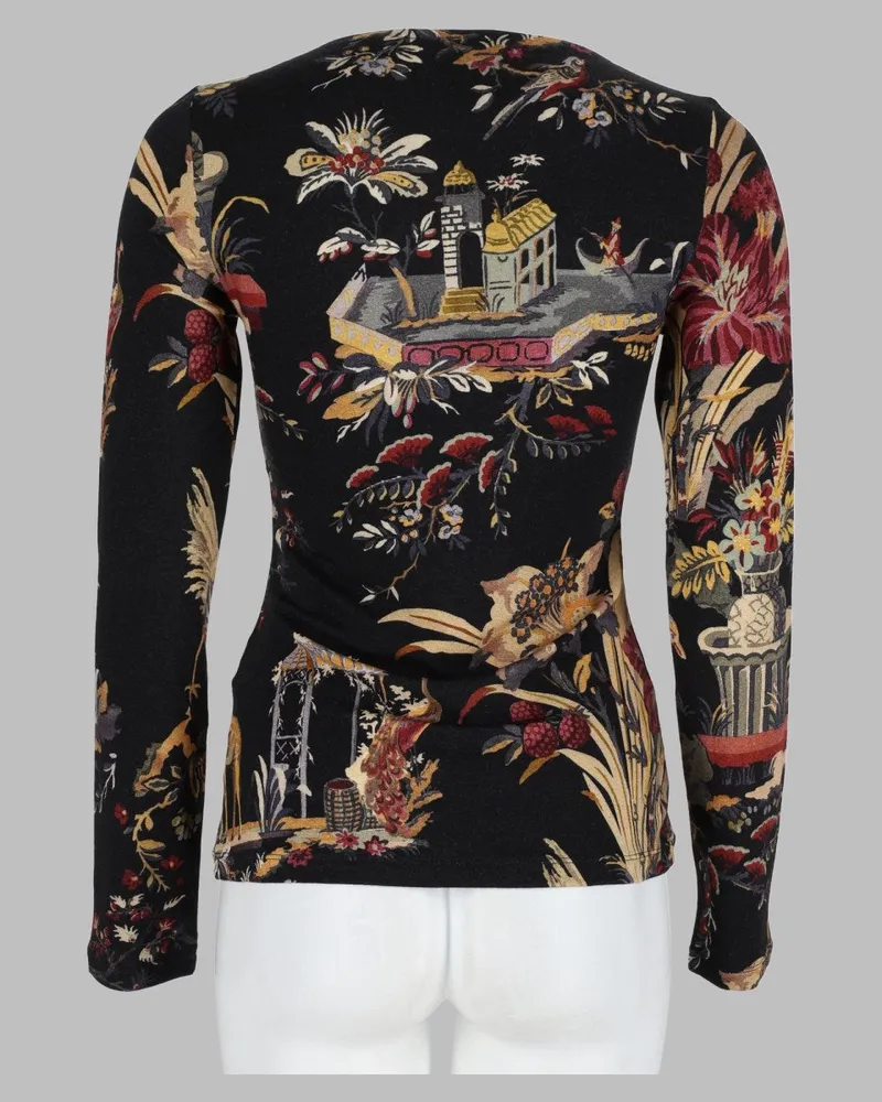 Etro Floral-Print Viscose Blouse — Black Black