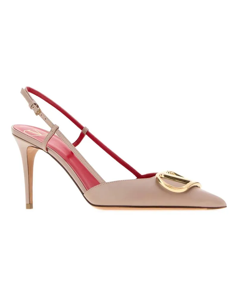 Valentino Garavani Women's Antiqued Pink Leather Vlogo Signature Pumps Poudre Scarpe Con Tacco High Heel Shoes Beige