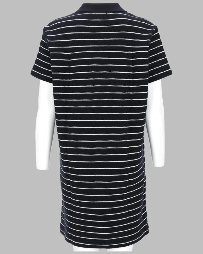 A.P.C. Striped Polo Cotton Dress — Blue Blue