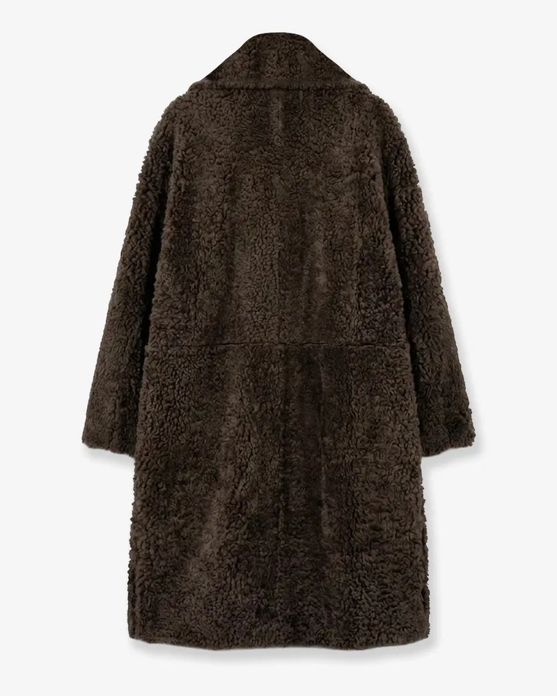 Tom Ford Women's Shearling Coat Brown Sheepskin Jacket Brown