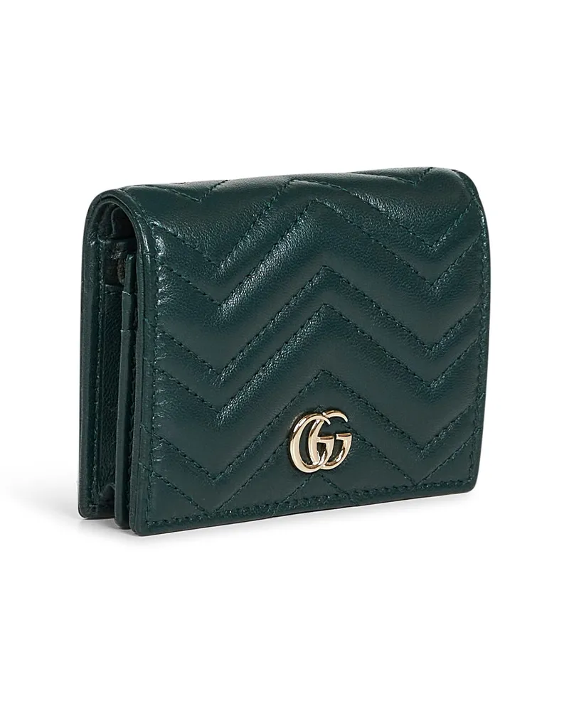 Gucci Women's Green Gg Marmont Card Case Wallet Lambskin & Purses Green