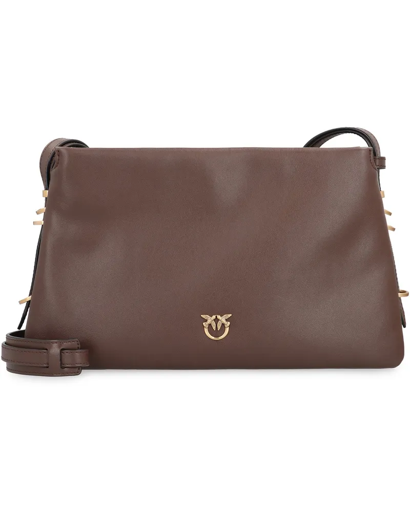 Pinko Women's Crossbody Bag One, Two, Three Brown Leather Calf Shoulder Brown