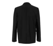 Wool-Silk Oversized Blazer — Black