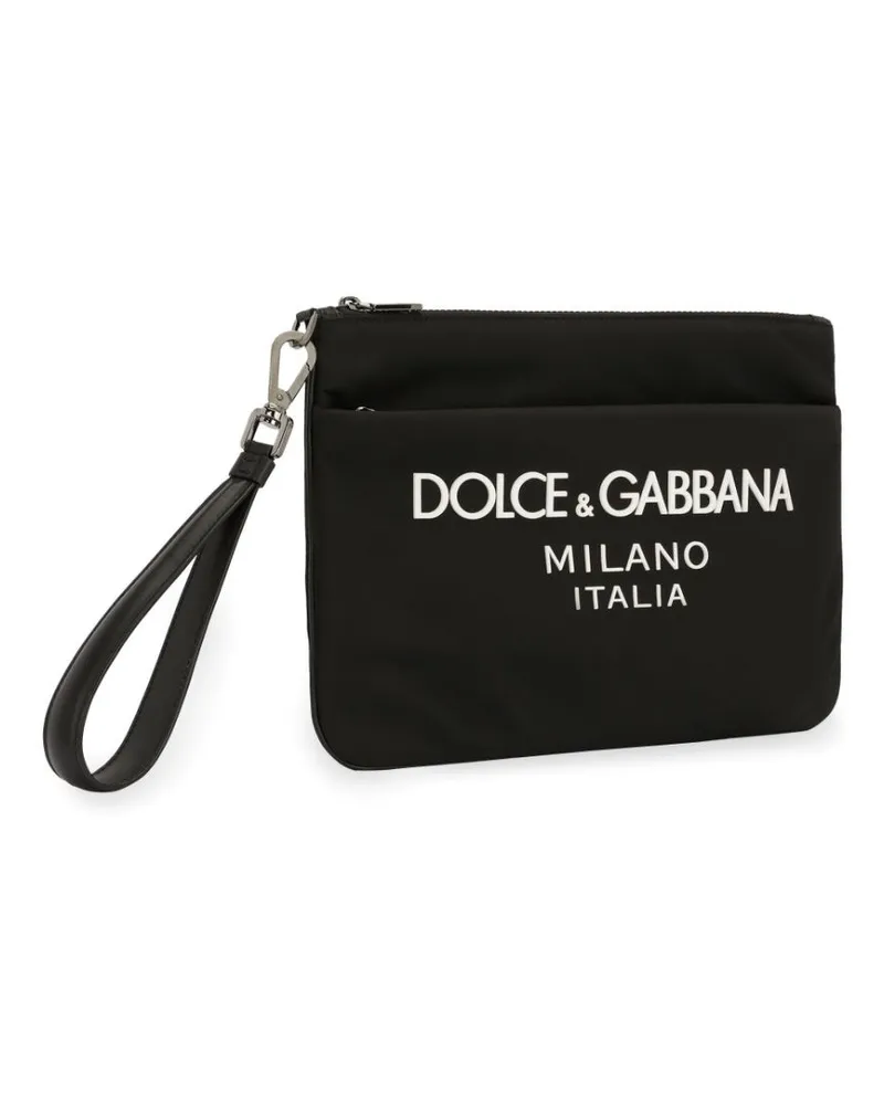 Dolce & Gabbana Logo-Print Nylon Clutch — Black Black