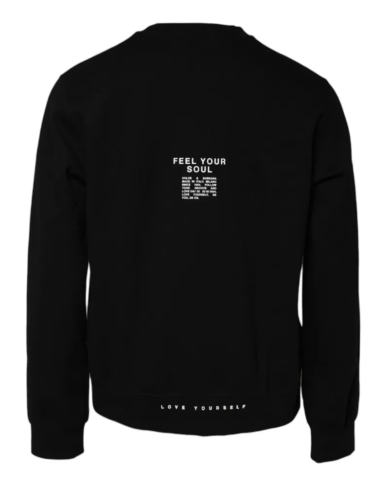 Dolce & Gabbana Men's Logo-Print Cotton Sweatshirt Black Polyester Sweatshirts Black