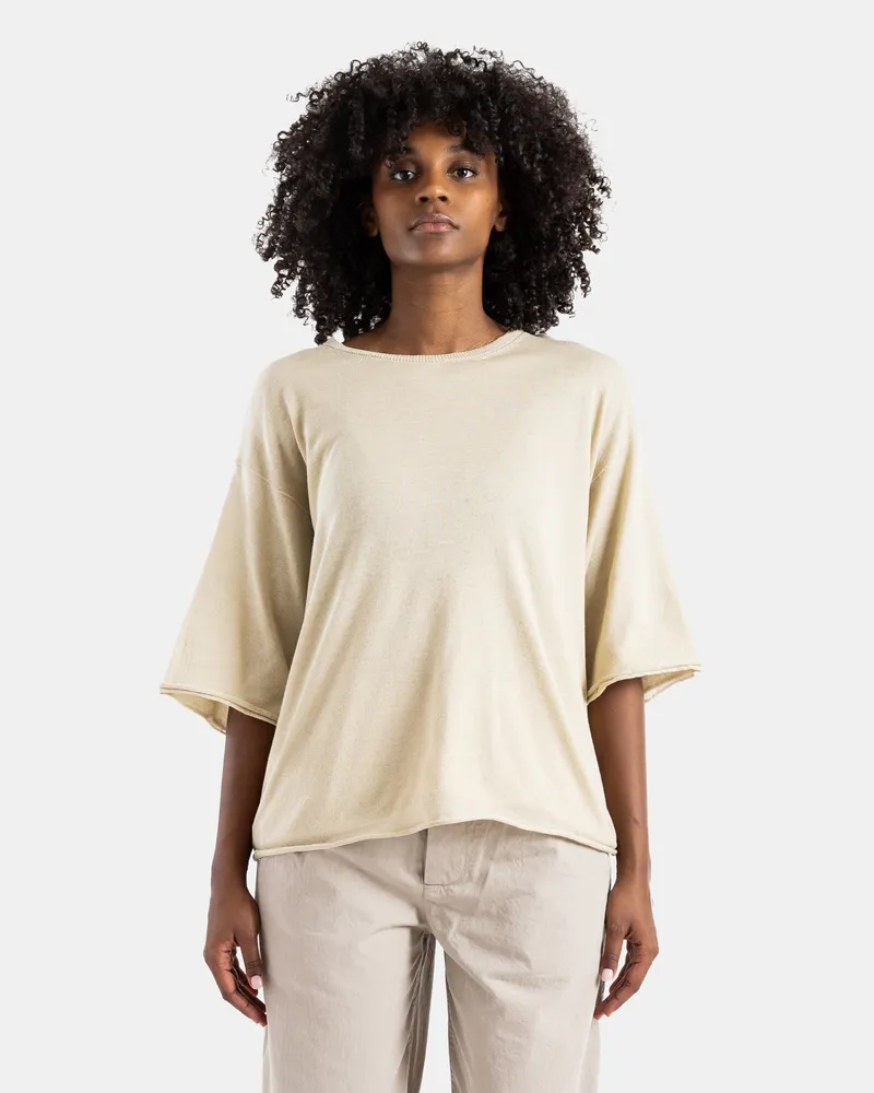 Casey Casey Women's Oversized Raw-Edge Sand Beige T-Shirt Green T-Shirts And Polos Beige