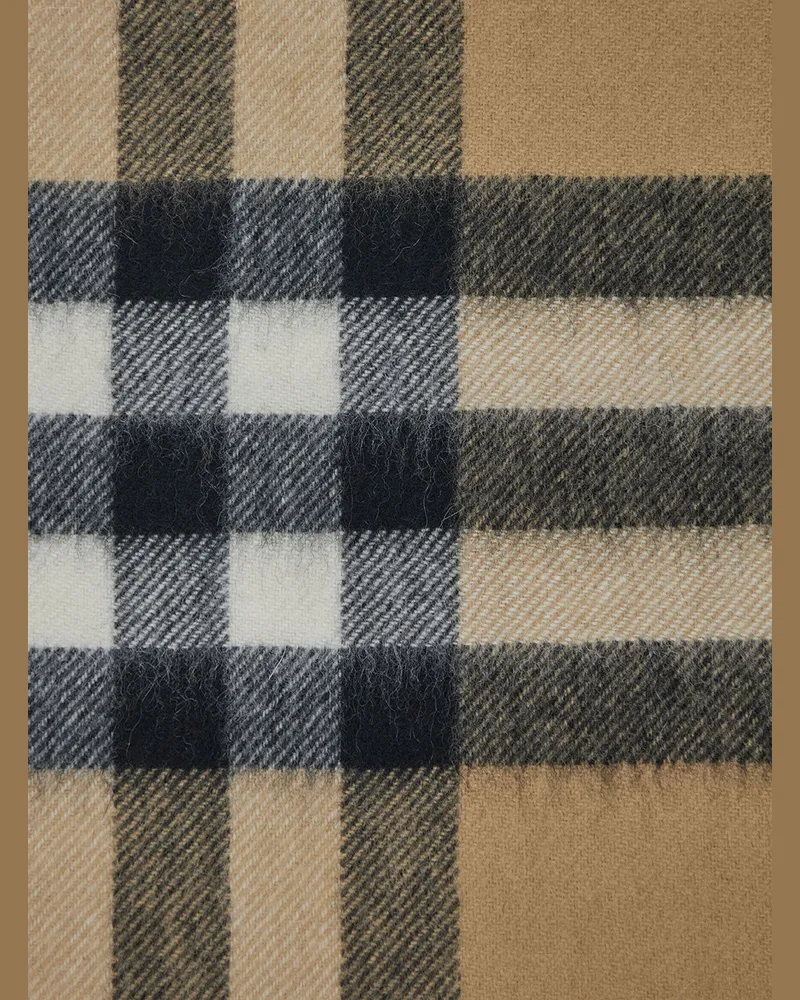 Burberry Check Motif Cashmere Scarf — Beige Beige