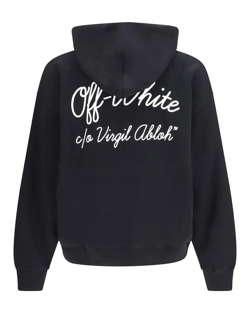 OFF-WHITE Men's Hoodie Script Skate Black-White Cotton Sweatshirts Black/white Sweater Black