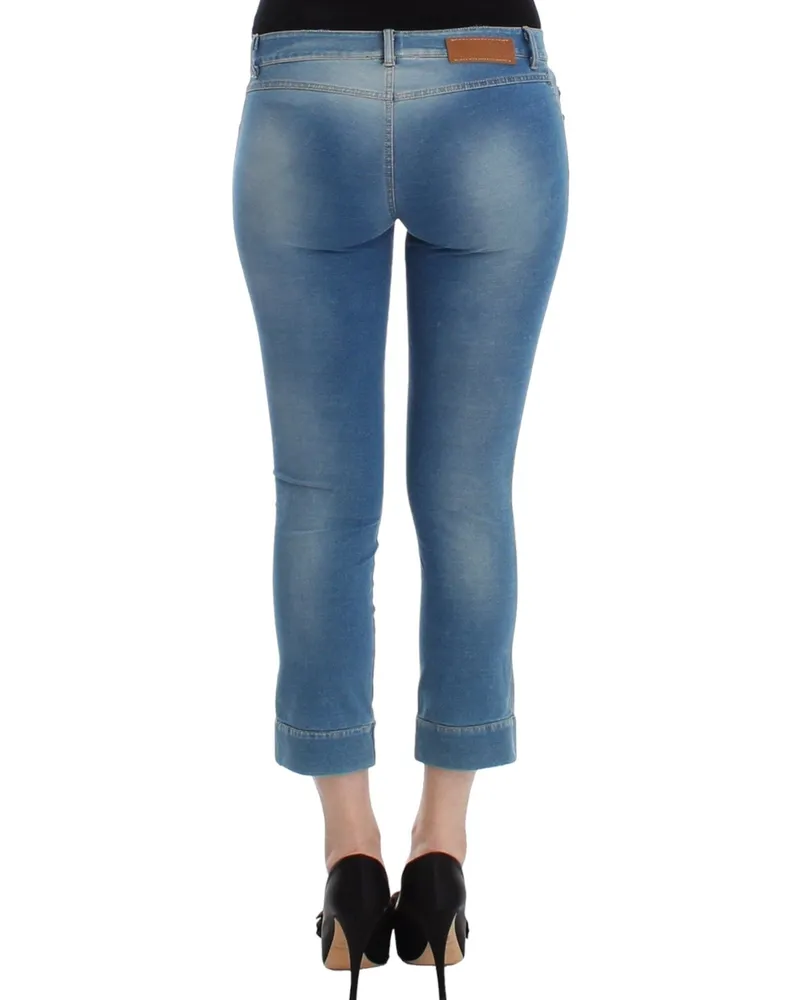 Ermanno Scervino Women's Beachwear Blue Jeans Capri Pants Cropped Cotton Blue