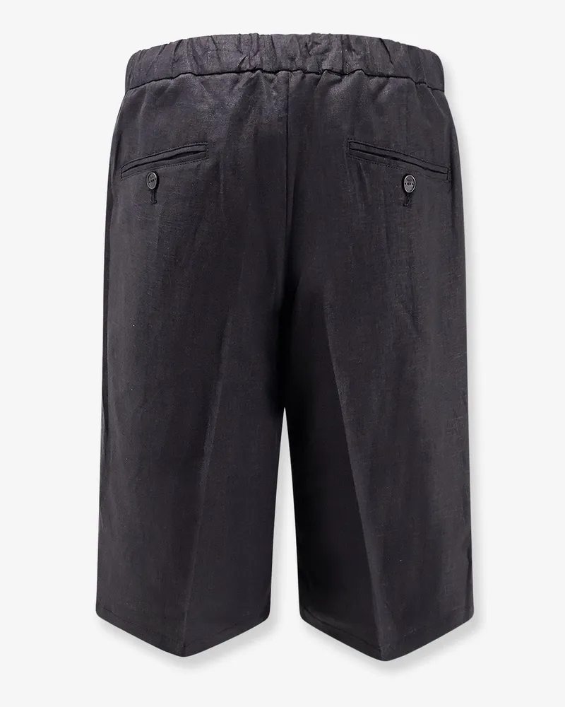 Hevò Men Shorts Torre Lapillo Black Linen Black