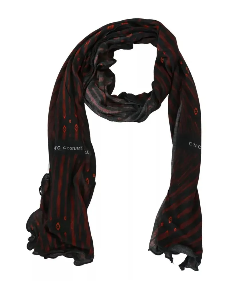 Dolce & Gabbana Men's Black Red Viscose Foulard Branded Scarf And Black