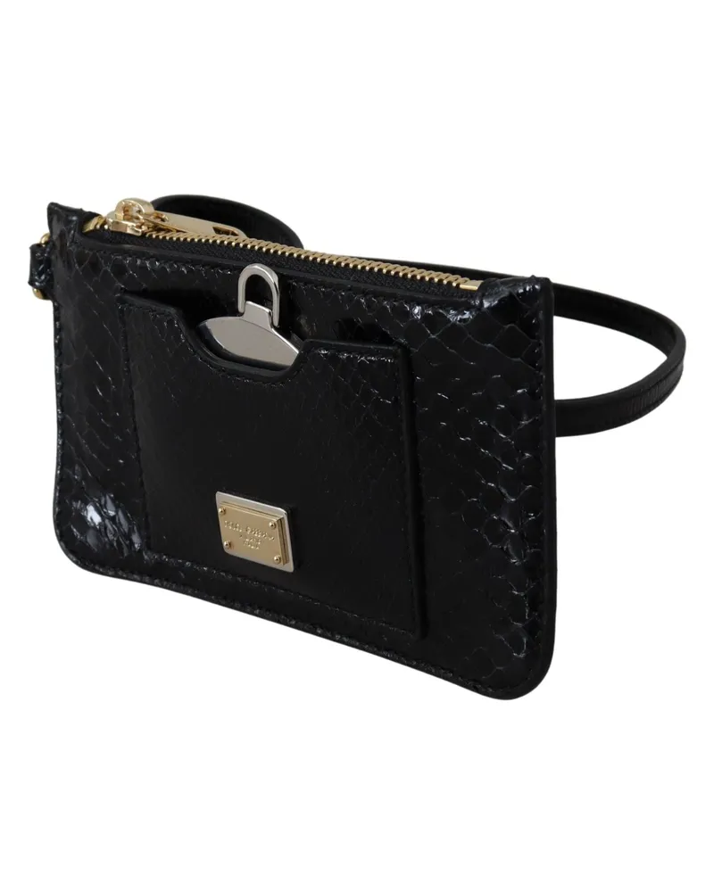 Dolce & Gabbana Women's Black Leather Coin Purse Wristlet Mirror Agnese Wallet Black