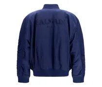 Men's Nylon Bomber Jacket With Embroidered Back Logo Bleu Polyamide Down Coat